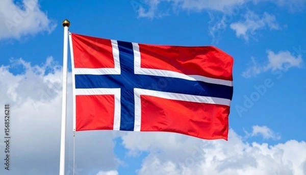 Obraz 🇳🇴 Norway 
"Red flag with a blue cross outlined in white – Nordic design."