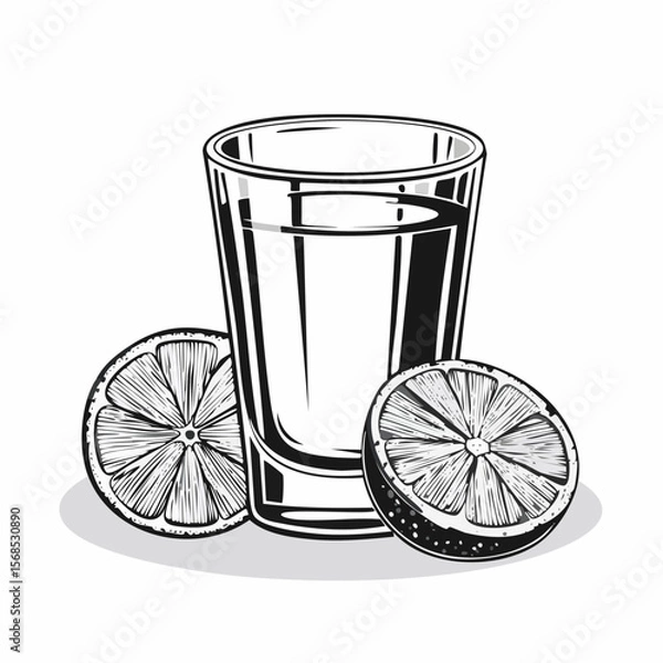 Fototapeta Tequila Glass Vector. Tequila Shot Glasses Images Vector isolated on white background.