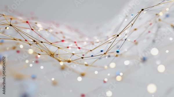 Obraz Abstract technology white background. Earth network with glowing nodes and net lines business connection of lines from nodes It is connected to endless nodes and represents the innovation 