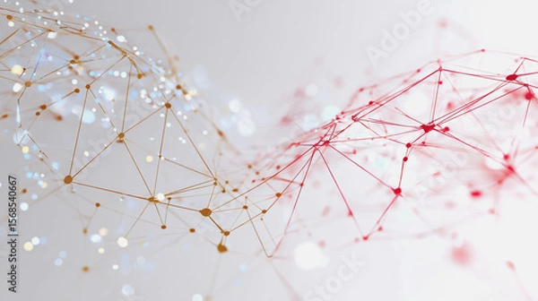 Obraz Abstract technology white background. Earth network with glowing nodes and net lines business connection of lines from nodes It is connected to endless nodes and represents the innovation 