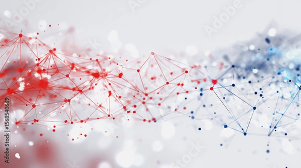 Obraz Abstract technology white background. Earth network with glowing nodes and net lines business connection of lines from nodes It is connected to endless nodes and represents the innovation 