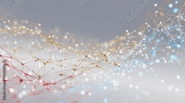 Obraz Abstract technology white background. Earth network with glowing nodes and net lines business connection of lines from nodes It is connected to endless nodes and represents the innovation 