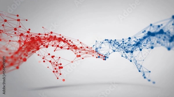 Obraz Abstract technology white background. Earth network with glowing nodes and net lines business connection of lines from nodes It is connected to endless nodes and represents the innovation 