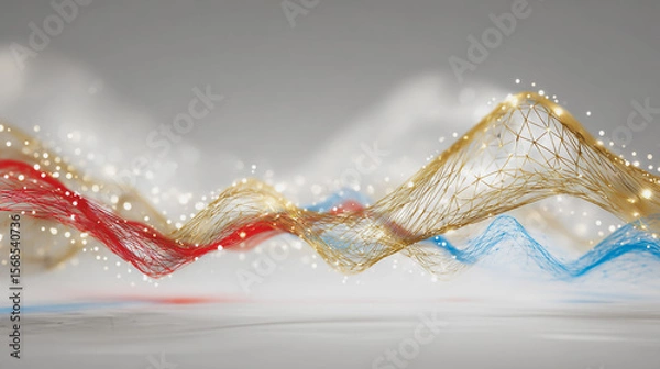 Obraz Abstract technology white background. Earth network with glowing nodes and net lines business connection of lines from nodes It is connected to endless nodes and represents the innovation 