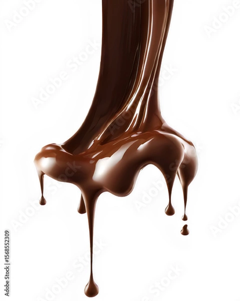 Fototapeta Melted chocolate drip on transparent background