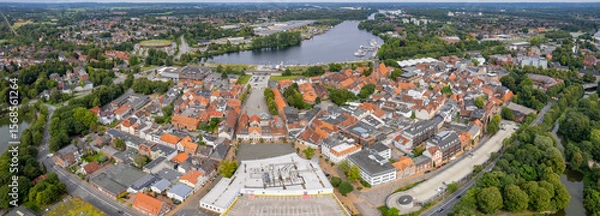 Obraz Aerial view of the old town of the city Rendsburg in Germany on an sunny spring afternoon