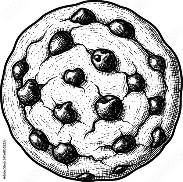 Obraz Hand-drawn cookie with engraving texture illustration hand-drawn style