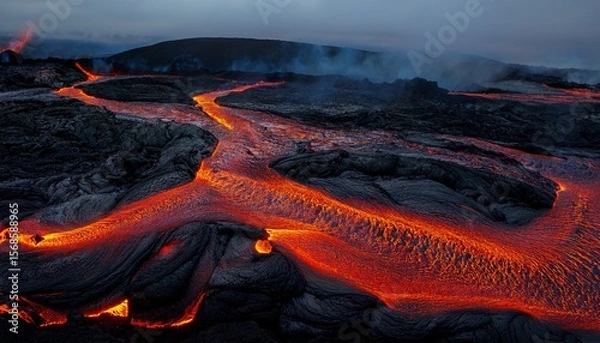 Fototapeta where lava flows in precise mathematical