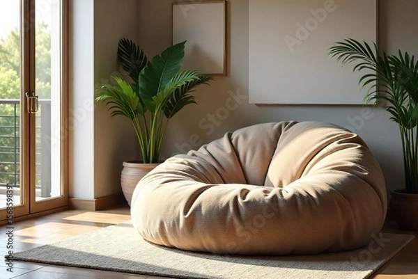 Fototapeta Luxurious Oversized Cushion Ultimate Comfort for Relaxation and Meditation in Modern Living Spaces