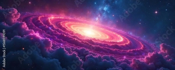 Fototapeta Cosmic Galaxy Burst Awe-Inspiring Nebula and Stellar Energy Vista, Perfect for Science, Astronomy, Space Exploration, and Fantasy Designs