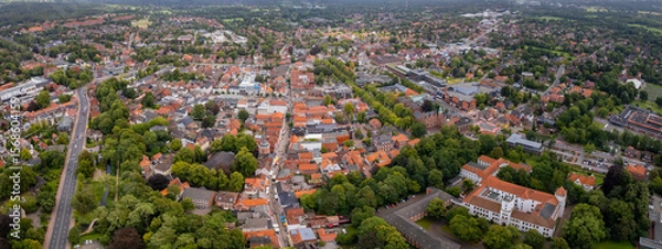 Obraz Aerial view of the old town of the city Aurich in Germany on a sunny spring morning
