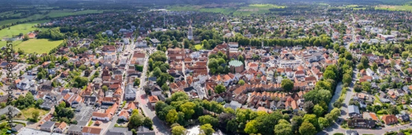 Obraz Aerial view of the old town of the city Jever in Germany on a sunny spring morning