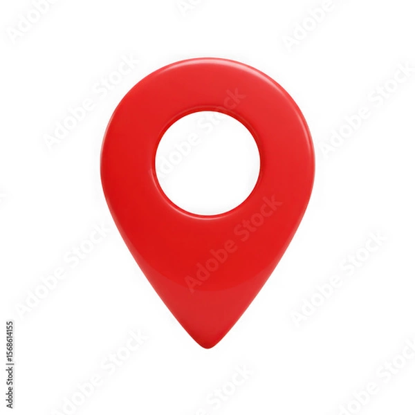 Fototapeta Red 3d map pin location marker isolated on transparent background