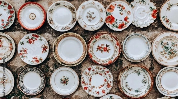 Obraz Vintage plates arranged on a wall