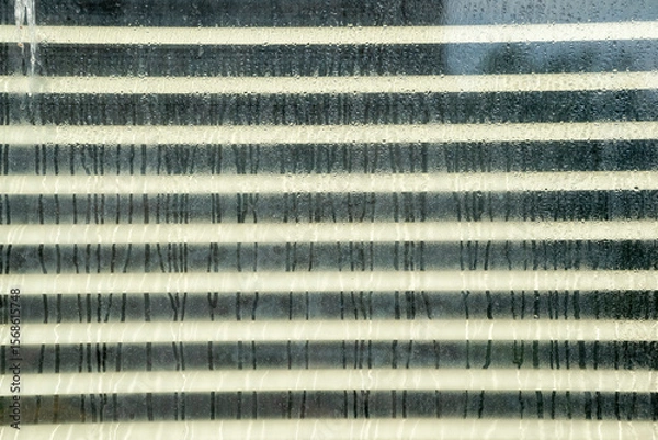 Obraz Window condensation and blind texture abstract background.