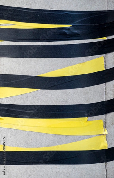 Obraz Black and yellow tape texture background.