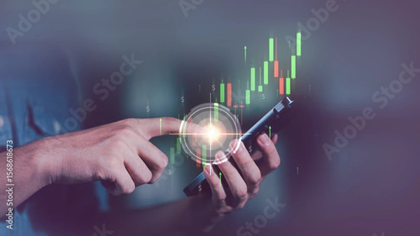Fototapeta concept of finance and investment ,profit growth management ,financial graphical and statistical analysis ,Stock and currency fund management ,bank interest management ,high return investment