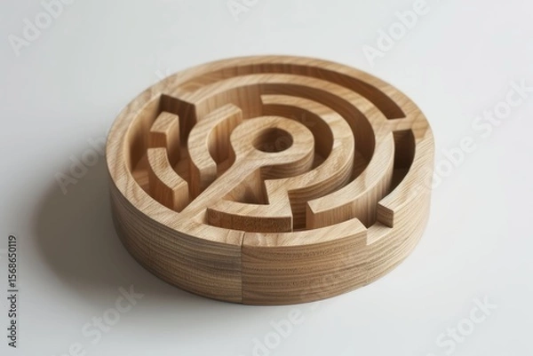 Fototapeta Navigating complexity circular wooden maze puzzle illustrates strategic problem-solving and path to business solutions