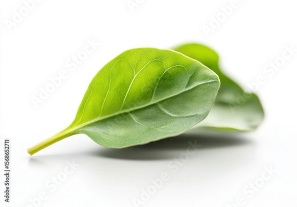 Fototapeta Fresh Green Leaf on a Simple Background with Soft Shadows for Organic and Natural Concepts