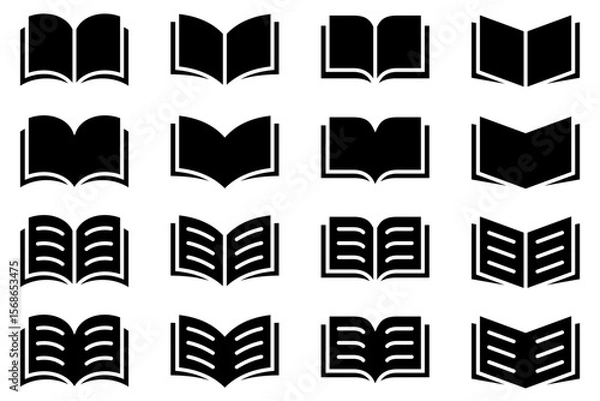Fototapeta 様々な形の本・ノートアイコンのベクターイラストセット