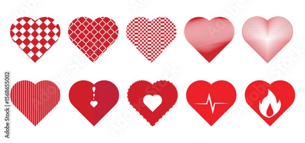Obraz Collection of red heart designs for valentine's day
