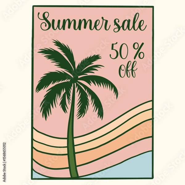 Obraz Summer sale 50% off palm tree illustration