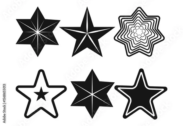 Obraz Star shapes collection: black and white star illustrations