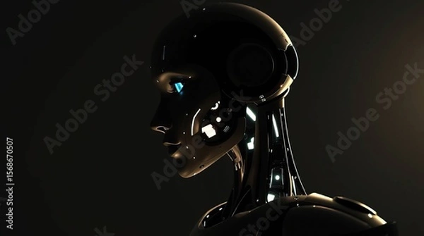 Obraz Robot profile with glowing soft accents.