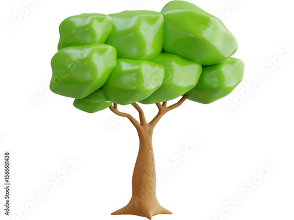 Fototapeta Green apple tree illustration: A vector icon of a leafy plant branch, perfect for nature and garden designs
