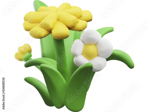 Fototapeta Yellow tulips blossom in a fresh spring bouquet, a beautiful closeup of nature's floral garden