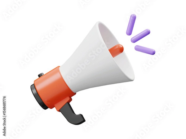 Fototapeta Metal 3D design of a business megaphone illustration isolated on a white background
