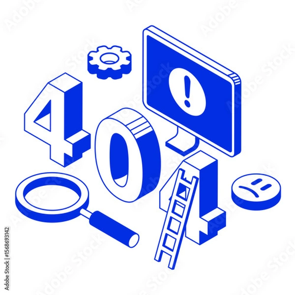 Fototapeta 407 error page not found isometric illustration