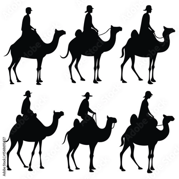 Fototapeta Camel Rider Silhouettes A Collection of Six Unique Poses