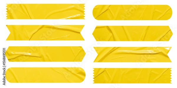 Obraz Set of vector yellow sticky note papers wrinkles,  Copy space stickers or patches for preview tags labels design