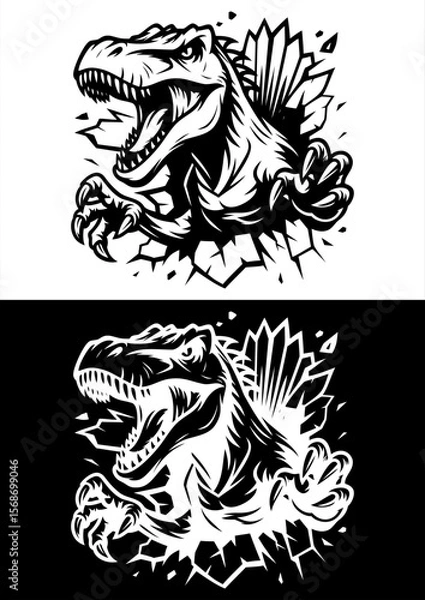 Fototapeta Prehistoric Predator Spinosaurus Wall Smash Vector
