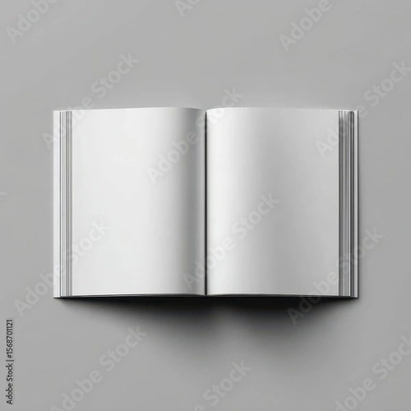 Fototapeta Open book, blank pages, light gray background (1)