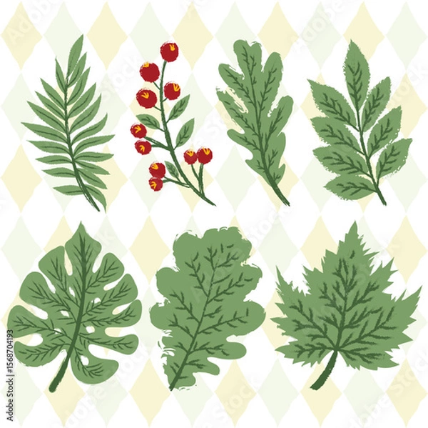 Obraz Element Leaves Background Wallpaper Seamless Pattern