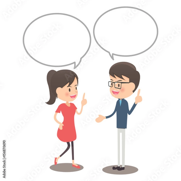 Fototapeta 会話するカップル　吹き出し付き