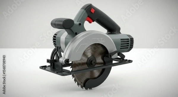 Fototapeta Gray and black circular saw,  angled view