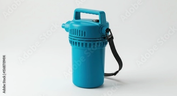 Fototapeta Teal plastic portable sprayer with handle and strap