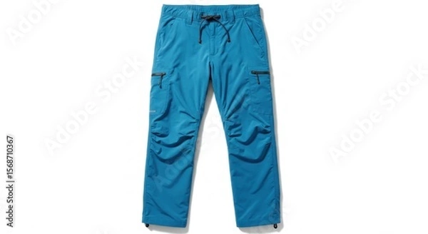 Fototapeta Teal-blue, athletic-style pants, with functional pockets