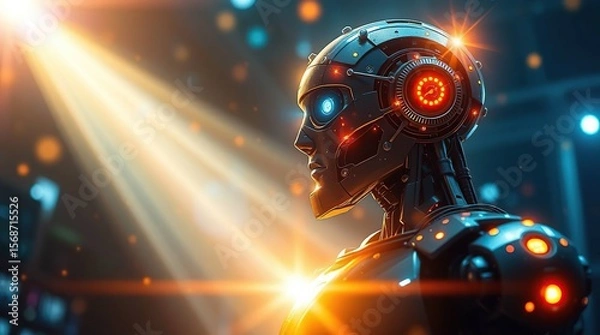 Obraz Mystical Robot with Bright Lens Flares