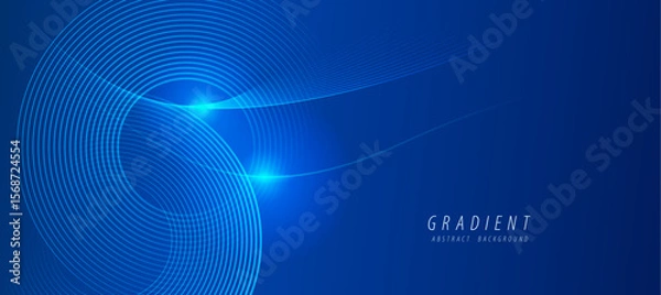 Fototapeta High-tech abstract background with glowing blue light wave on dark navy base. Perfect for digital content, presentations, and futuristic design.