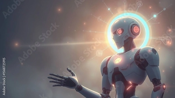 Fototapeta Ethereal Robot with Glowing Aura