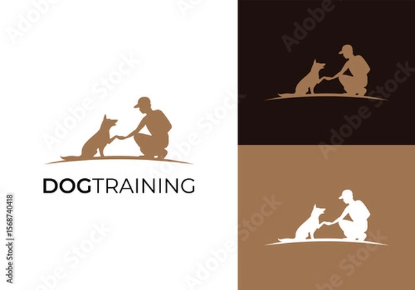 Fototapeta This is a dog training logo using dogs and trainers. This logo is suitable for dog training, dog rescue and the like.