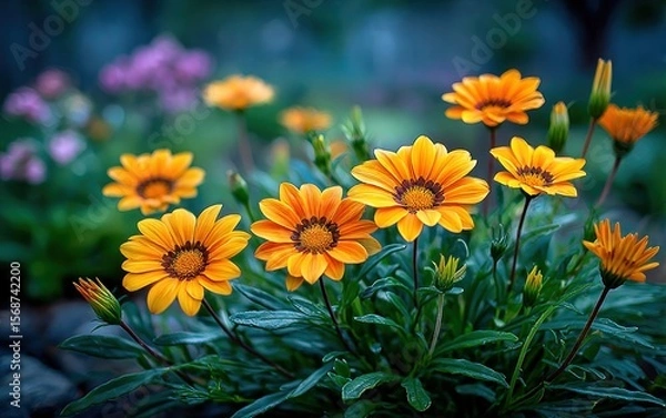 Obraz Vibrant orange flowers in garden