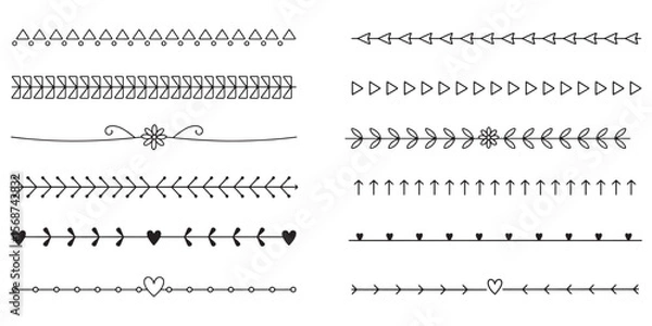 Fototapeta Aesthetic Page Dividers Decorative Borders in Black and White Ornamental Embellishments for Scrapbooking and Creative Projects Hand Drawn Style