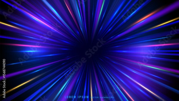 Fototapeta Dynamic futuristic abstract neon light beams background