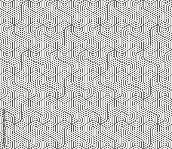 Obraz Intricate seamless geometric pattern of interconnected hexagons, modern monochromatic design vector illustration for textile and fabric design, web background, wallpaper, packaging, branding.