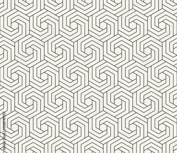 Obraz Seamless geometric pattern of swirling hexagons, creating a dynamic, modern optical effect, ideal for sophisticated texture background, vector illustration.